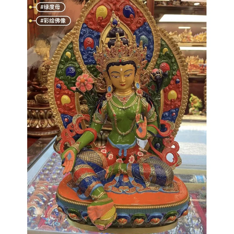 Buddhism TOP grade color Painted copper Green Tara Bodhisattva Buddha HOME Temple Worship efficacious protection 36cm large
Buddhism TOP grade color Painted copper Green Tara Bodhisattva Buddha HOME Temple Worship efficacious protection 36cm large