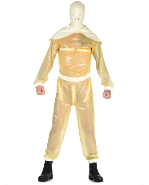 

Latex Rubber comfortable Transparent men's loose Jumpsuit including headgear, racing uniform party hand customized 0.4mm XS-XXL