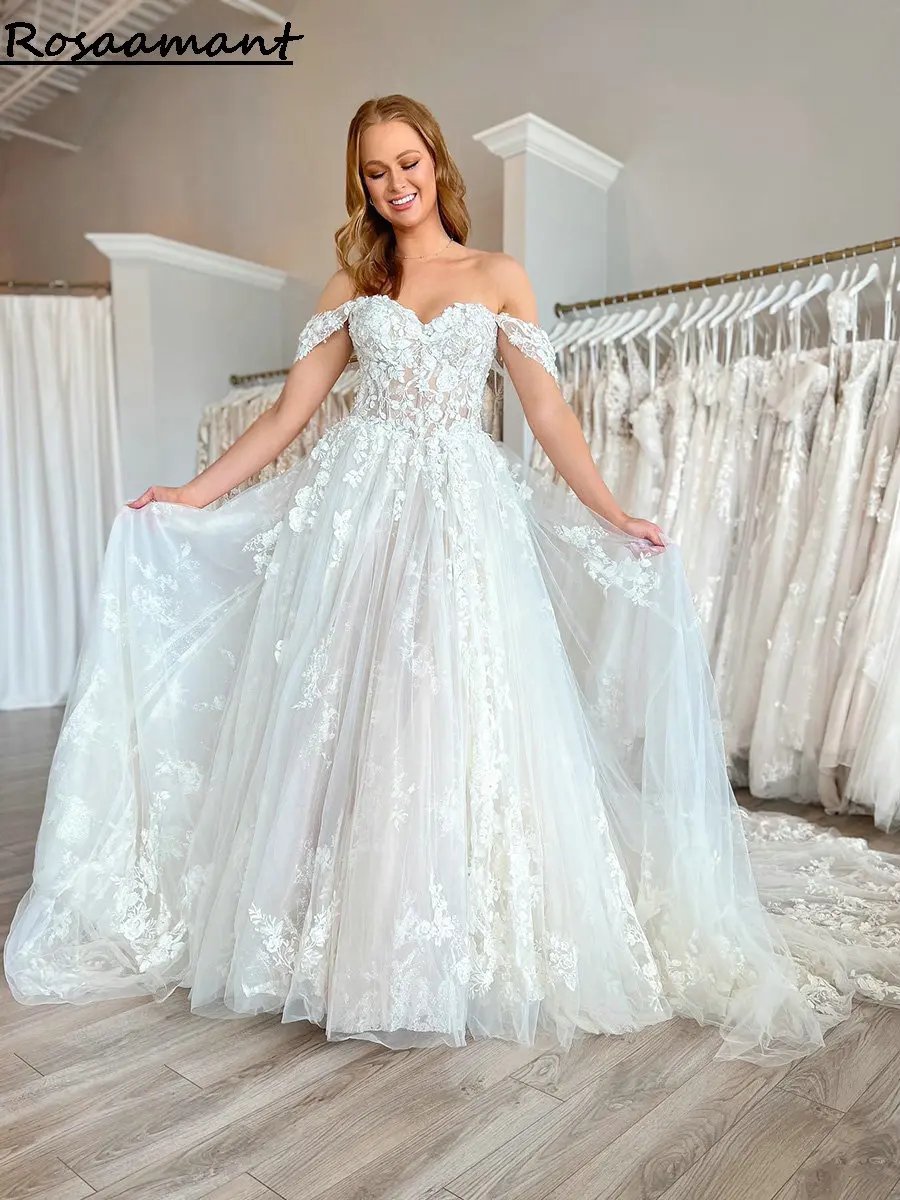Gorgeous Illusion Off The Shoulder A-Line Wedding Dresses Floral Appliques Lace Bridal Gowns
Gorgeous Illusion Off The Shoulder A-Line Wedding Dresses Floral Appliques Lace Bridal Gowns