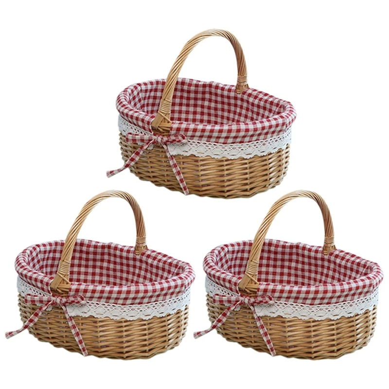 3X Wicker Basket Gift Baskets Empty Oval Willow Woven Picnic Basket With Handle Wedding Basket Small
3X Wicker Basket Gift Baskets Empty Oval Willow Woven Picnic Basket With Handle Wedding Basket Small