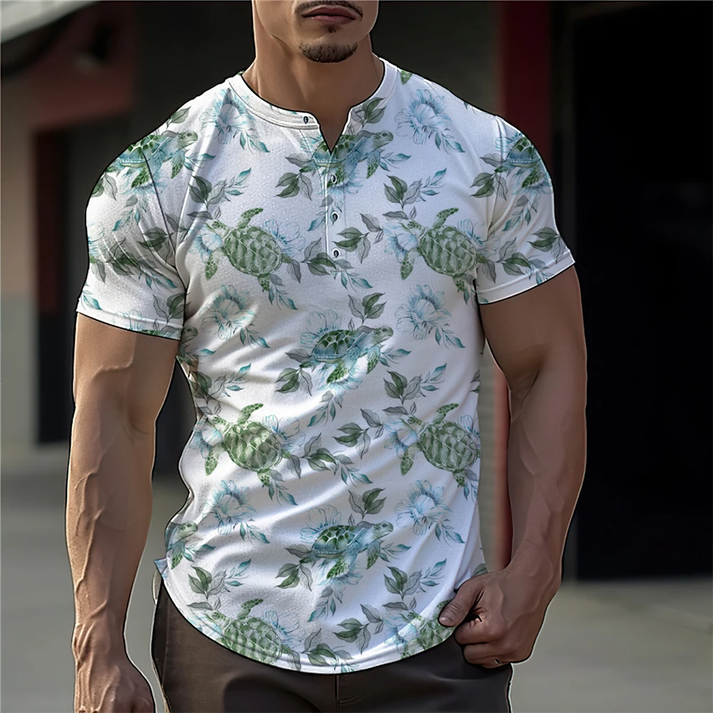 Men'S Shirt Simple Fashion Stand-Up Collar Shirt Turtle Print Street Beach Casual Short-Sleeved Summer Men'S Clothing Large Size 
Men'S Shirt Simple Fashion Stand-Up Collar Shirt Turtle Print Street Beach Casual Short-Sleeved Summer Men'S Clothing Large Size
