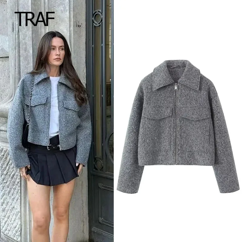 TRAF Demi-Season Jackets For Women 2023 Bomber Tweed Jacket Long Sleeve Top Women's Outerwear With Zipper Luxury Designer Jacket
TRAF Demi-Season Jackets For Women 2023 Bomber Tweed Jacket Long Sleeve Top Women's Outerwear With Zipper Luxury Designer Jacket