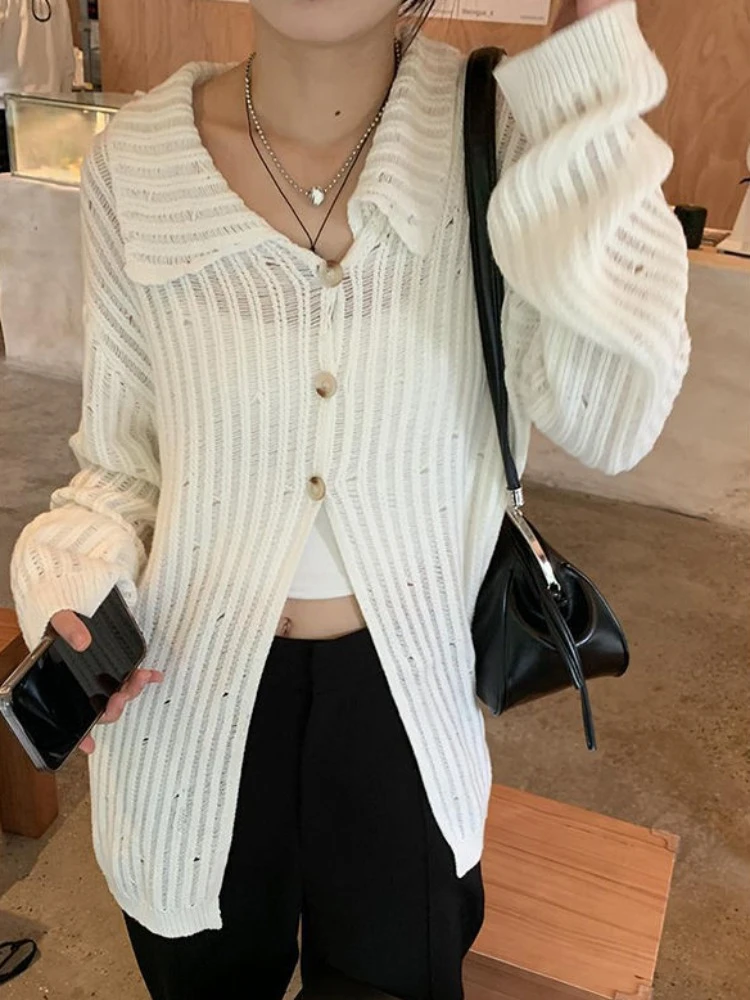 

Women Sweaters Long Sleeve Sweet Pure Casual Femme Hipster All-match Cardigan Student Streetwear Classy Korean Knitted Jumpers