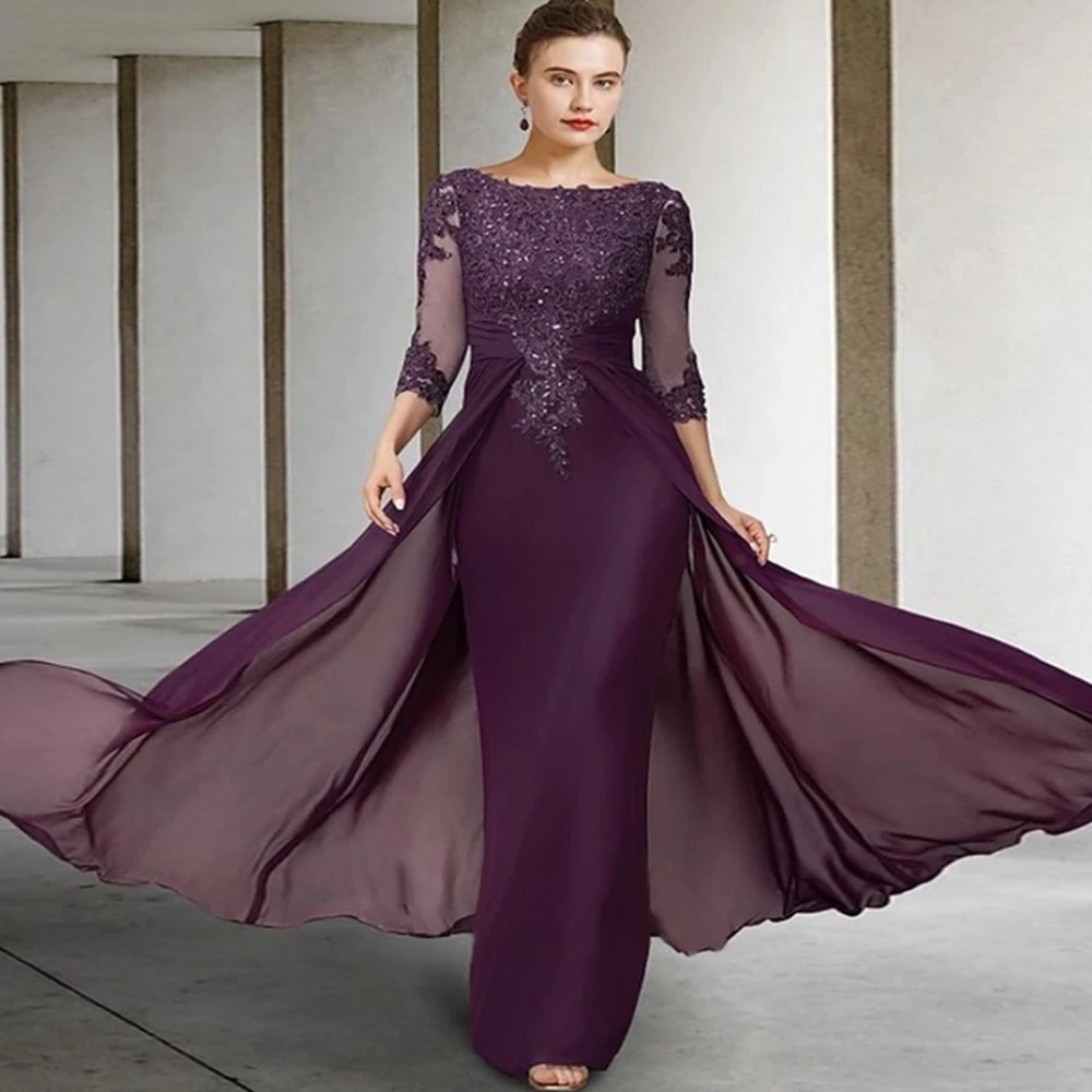 Ohmmayby Purple Chiffon Mother Of Bride Dresses 3/4 Sleeves Sequined Applique Women Dress Boat Neck 2022 Mère Formelle Robes
Ohmmayby Purple Chiffon Mother Of Bride Dresses 3/4 Sleeves Sequined Applique Women Dress Boat Neck 2022 Mère Formelle Robes