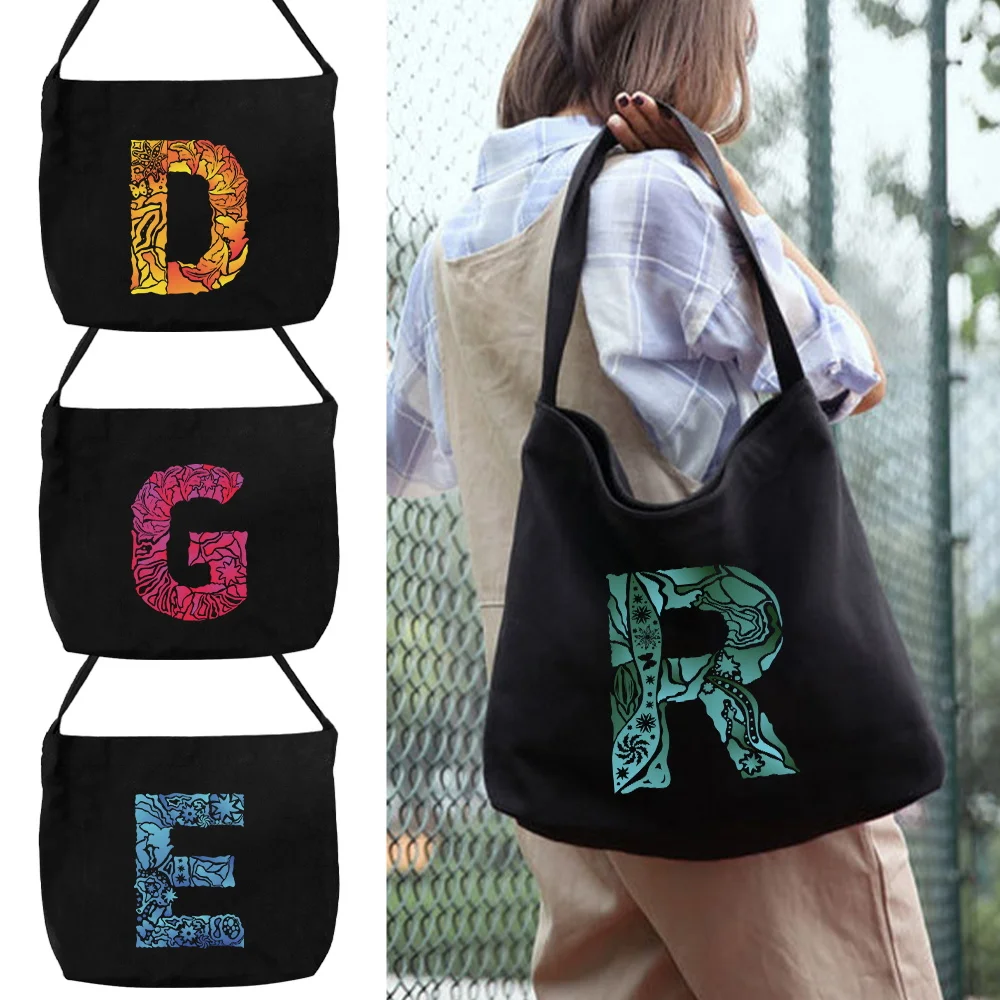 

Женская сумка на одно плечо, экологически чистая холщовая вместительная сумка на одно плечо с гравировкой изображений, серия сумок для хранения