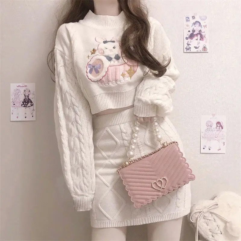 Deeptown Japanese Style Cartoon Two Pieces Dress Women Y2k Kawaii Cute Sweet Long Sleeve Knitted Dresses Sets Winter Vestidos
Deeptown Japanese Style Cartoon Two Pieces Dress Women Y2k Kawaii Cute Sweet Long Sleeve Knitted Dresses Sets Winter Vestidos