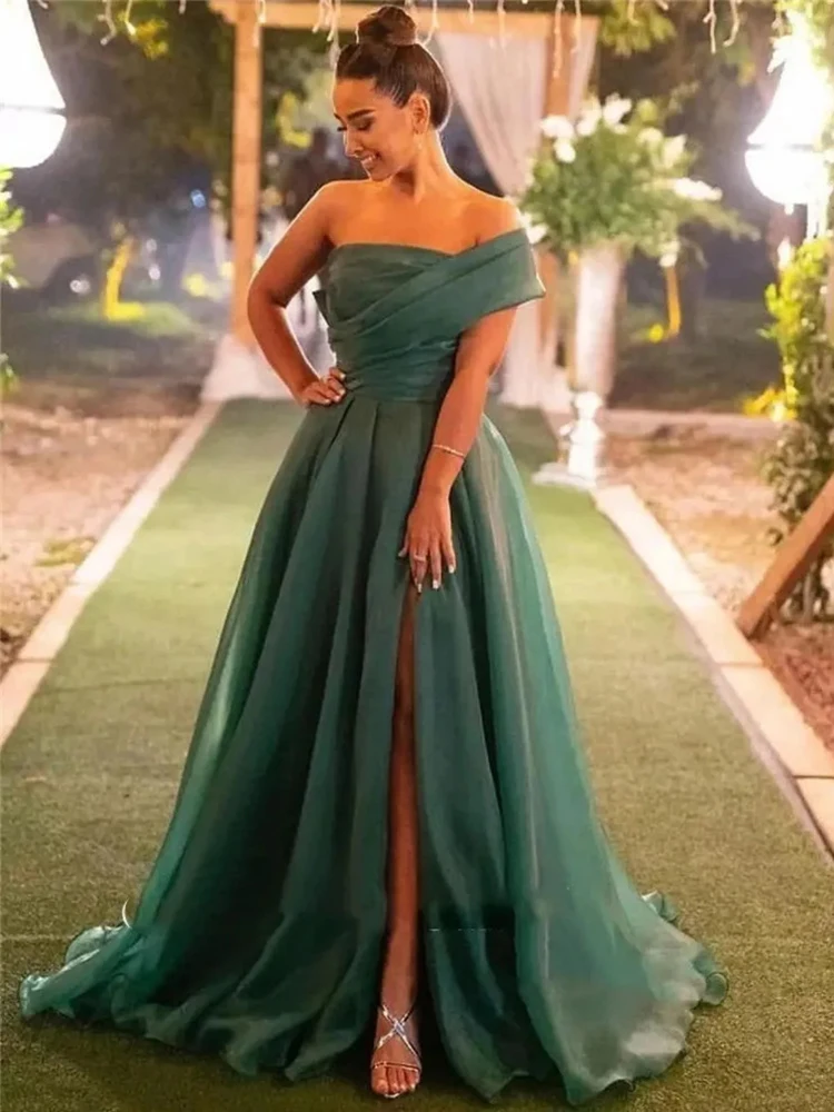 A Line Green Dark Wedding Guest Evening Prom Dresses for Bride One Shoulder Organza Bow Back Special Summer 2023
A Line Green Dark Wedding Guest Evening Prom Dresses for Bride One Shoulder Organza Bow Back Special Summer 2023