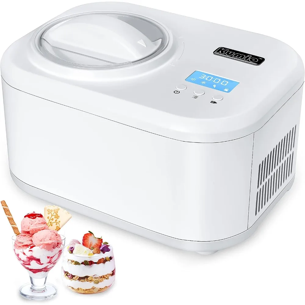 

Автоматическая машина для мороженого 1,2 кварт с компрессором, без предварительной замораживания, 4 режима, машина для замороженного йогурта с ЖК-дисплеем и таймером