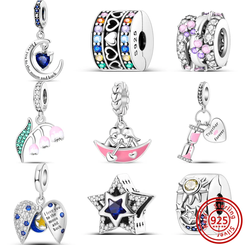 925 Silver Love Star Moon Back Sun Time Hourglass Dangle Charm Colorful Zircon Clip Beads Fit Original Pandora Bracelets Jewelry
925 Silver Love Star Moon Back Sun Time Hourglass Dangle Charm Colorful Zircon Clip Beads Fit Original Pandora Bracelets Jewelry