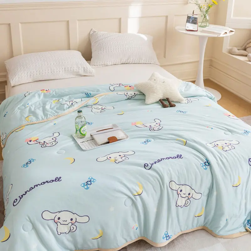 

Летнее охлаждающее одеяло в стиле аниме Cinnamoroll, Kawaii Sanrio Kuromi My Melody, вязаное тонкое одеяло для спальни с кондиционированием воздуха, моющееся одеяло