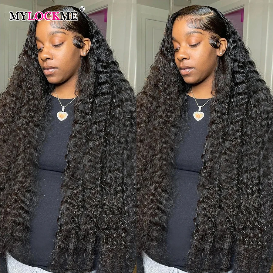 

Lace Frontal Wig Human Hair Pre Plucked With Baby Hair Mylockme 12a Grade Cheap Preplucked Natural Hair Deep Wave Human Wigs