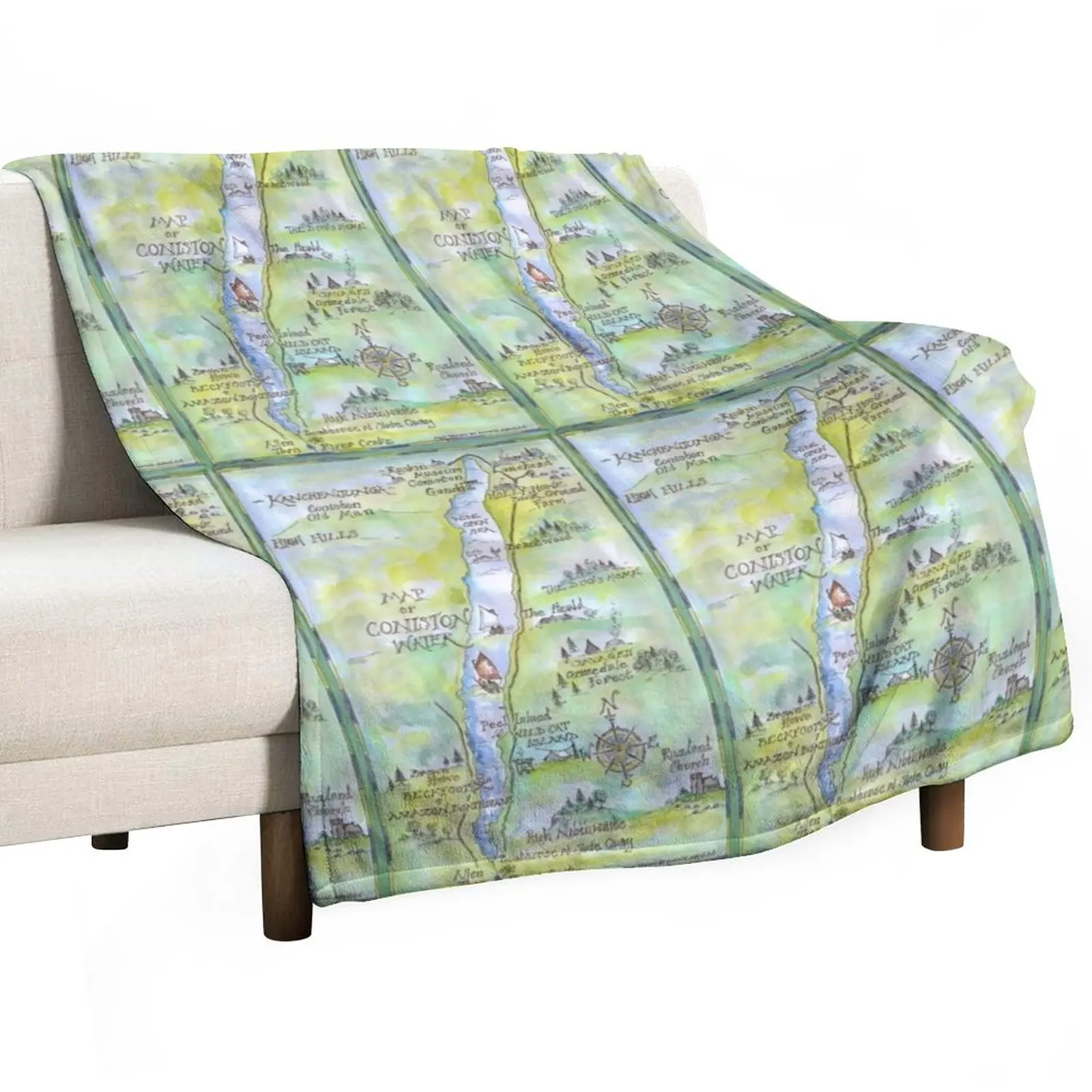 

Swallows and Amazons map of Coniston Water - Throw Blanket Hair Blanket throw blanket for sofa