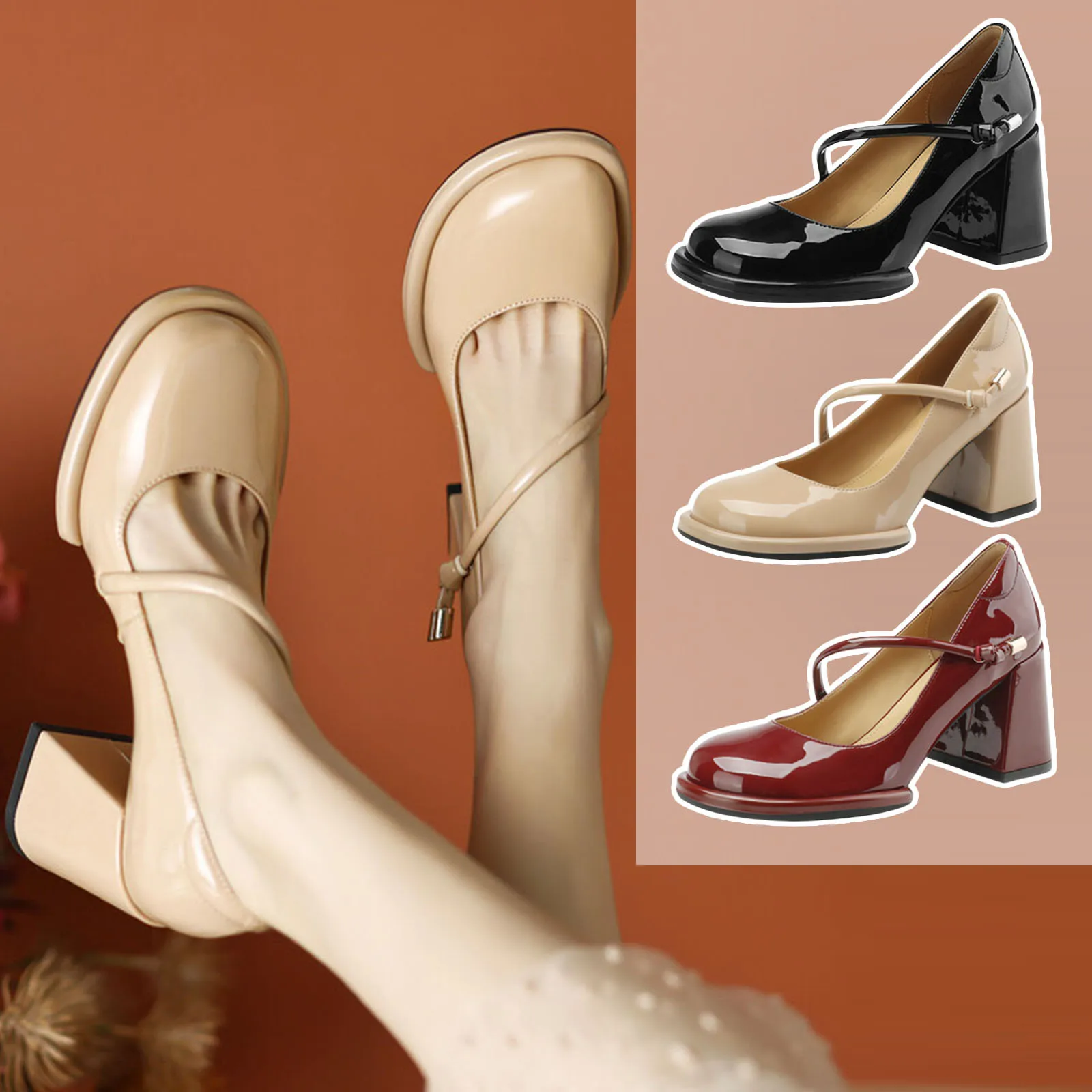 

Women'S Spring Gentle Mary Jane Single Shoes 2023 Summer New Thick Heel Shallow Mouth Fashion Banquet Wedding French Pumps