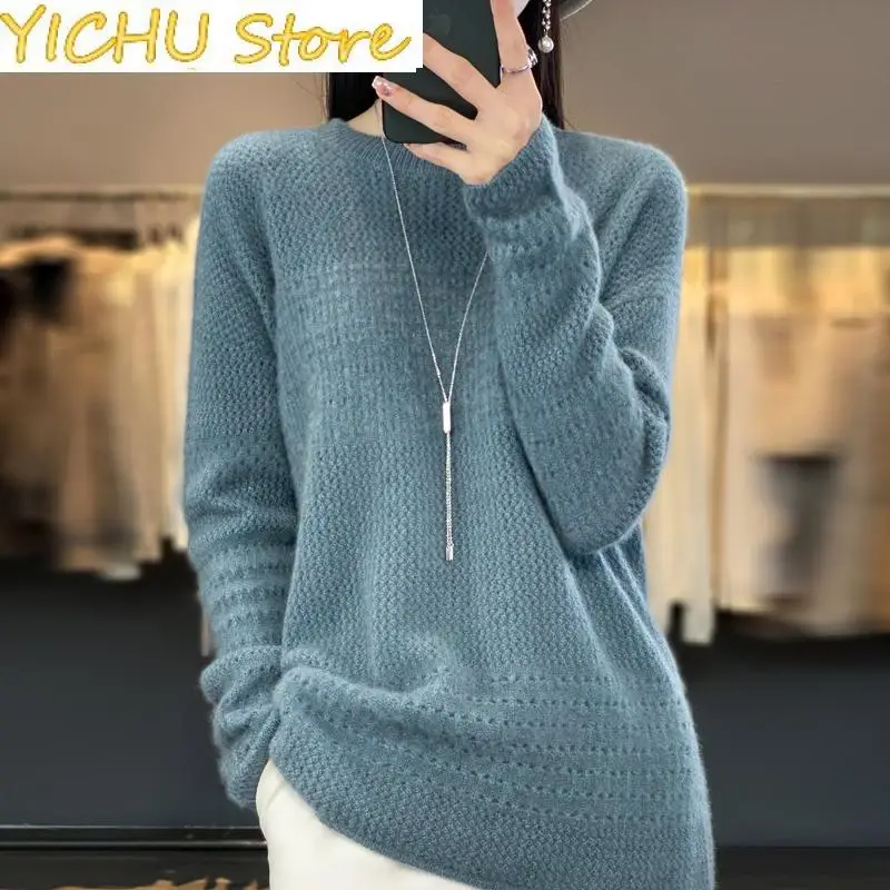 New Pure Wool Sweater Women's Round Neck Pullover Top Spring Autumn Knitted Hollow Loose Jacket Korean Style Fashion
New Pure Wool Sweater Women's Round Neck Pullover Top Spring Autumn Knitted Hollow Loose Jacket Korean Style Fashion
