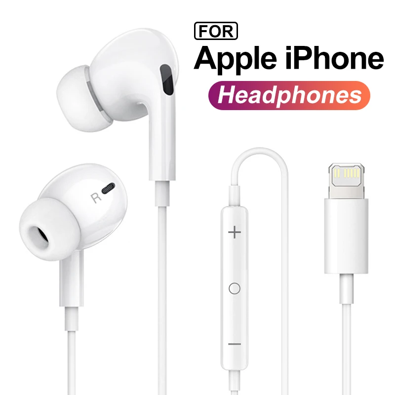 

Bluetooth Lightning Wired Headphones For Apple iPhone 14 13 12 11 Pro Max Mini Music Earphones X XS XR 8 7 6 Plus SE Accessories