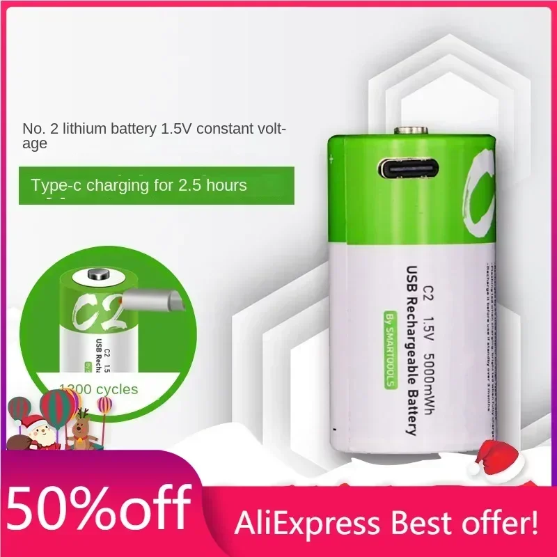 Rechargeable Batteries 2 Size Type-c Direct ChargingC Lithium Battery 1.5v 5000mWh High Capacity Audiovisual Equipment Wholesale
Rechargeable Batteries 2 Size Type-c Direct ChargingC Lithium Battery 1.5v 5000mWh High Capacity Audiovisual Equipment Wholesale