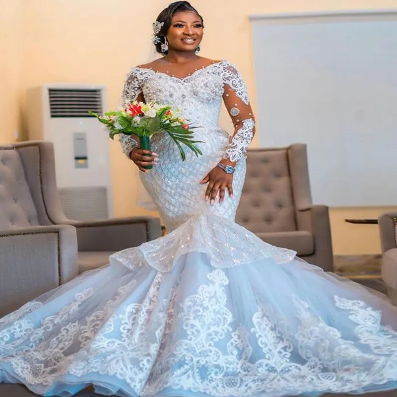Wonderful Off the Shoulder Heavy Pearls Appliques Wedding Dresses 2023 Sweep Train Mermaid Long Sleeve Plus Size Bridal Gowns
Wonderful Off the Shoulder Heavy Pearls Appliques Wedding Dresses 2023 Sweep Train Mermaid Long Sleeve Plus Size Bridal Gowns
