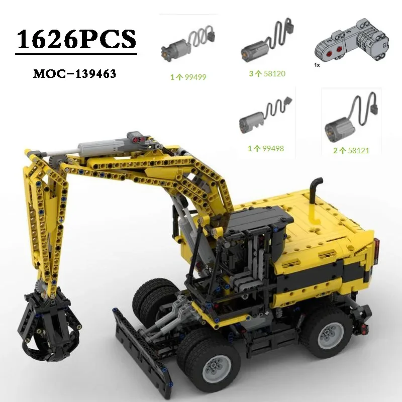 

Building Blocks Wheeled Excavator MOC-139463 Triple Bogie Articulated Excavator 1626PCS Kids Building Block Toys Birthday Toys