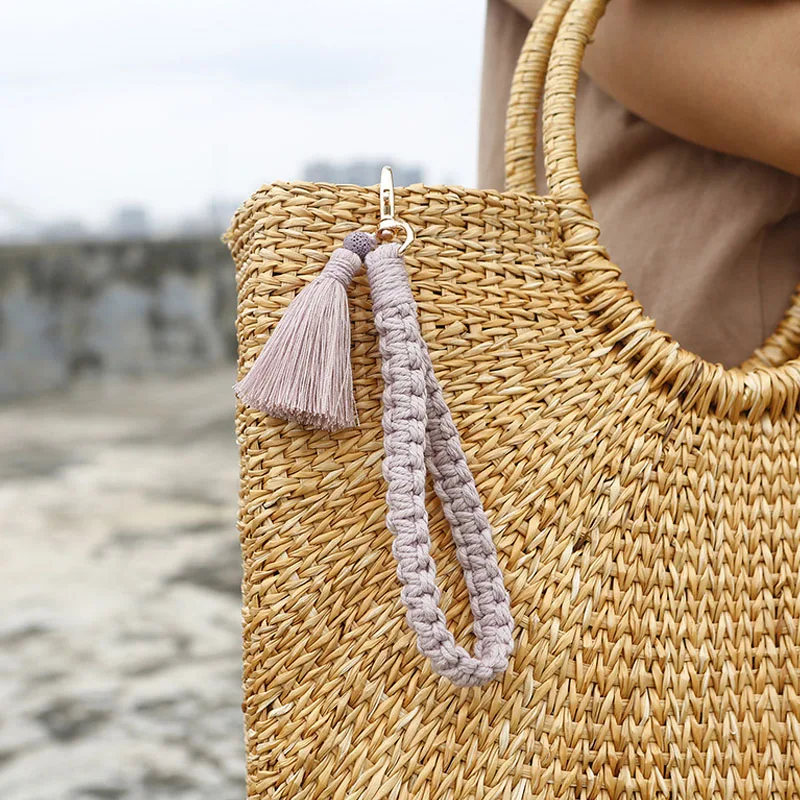 Macrame Wristlet Keychain - Braided Cotton Cord Lanyard 4 Sf381499670234f0bb6d46465d78ffaec0