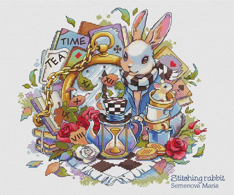 

Rabbit Time Hourglass 40-39 DIY Cross Stitch Kit Packages Counted Needlework homefun Kits New Pattern