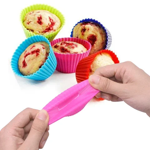 

12pcs Silicone Cake Baking Molds Cupcake Molder Round Muffin Cake Mold Home Kitchen Cooking Supplies Cake Decorating Tools