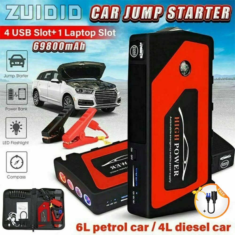 69800mAh Car Jump Starter Portable Power Bank Battery Booster 600A 12v Automotive Battery Charger Jumpstarter Articles For Cars
69800mAh Car Jump Starter Portable Power Bank Battery Booster 600A 12v Automotive Battery Charger Jumpstarter Articles For Cars