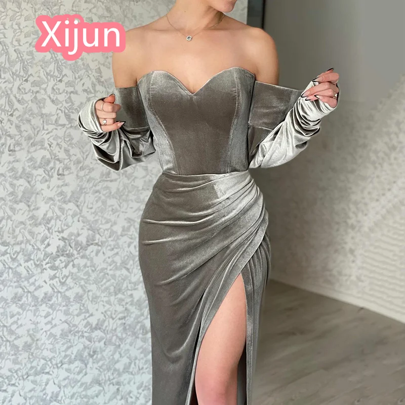 Xijun Velour Mermaid Prom Dress Off The Shoulder Sweetheart Evening Gowns Women Side Split Party Dress Robes De Soirée 2023
Xijun Velour Mermaid Prom Dress Off The Shoulder Sweetheart Evening Gowns Women Side Split Party Dress Robes De Soirée 2023