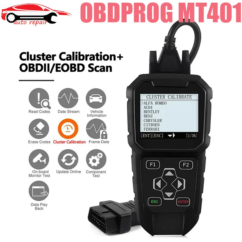 OBDPROG MT401 Cluster Calibration OBD2 Tool Professional Scanner OBD 2 Instrument Correction Adjustment Use No Need Internet
OBDPROG MT401 Cluster Calibration OBD2 Tool Professional Scanner OBD 2 Instrument Correction Adjustment Use No Need Internet