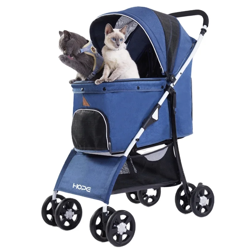 

Фабричная Высококачественная Легко складывающаяся коляска для собак, роскошная 4-колесная коляска для домашних животных с корзиной