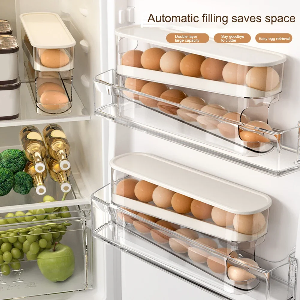 Refrigerator Egg Storage Box Automatic Scrolling Egg Holder Household Large Capacity Kitchen Dedicated Roll Off Egg Storage Rack
Refrigerator Egg Storage Box Automatic Scrolling Egg Holder Household Large Capacity Kitchen Dedicated Roll Off Egg Storage Rack