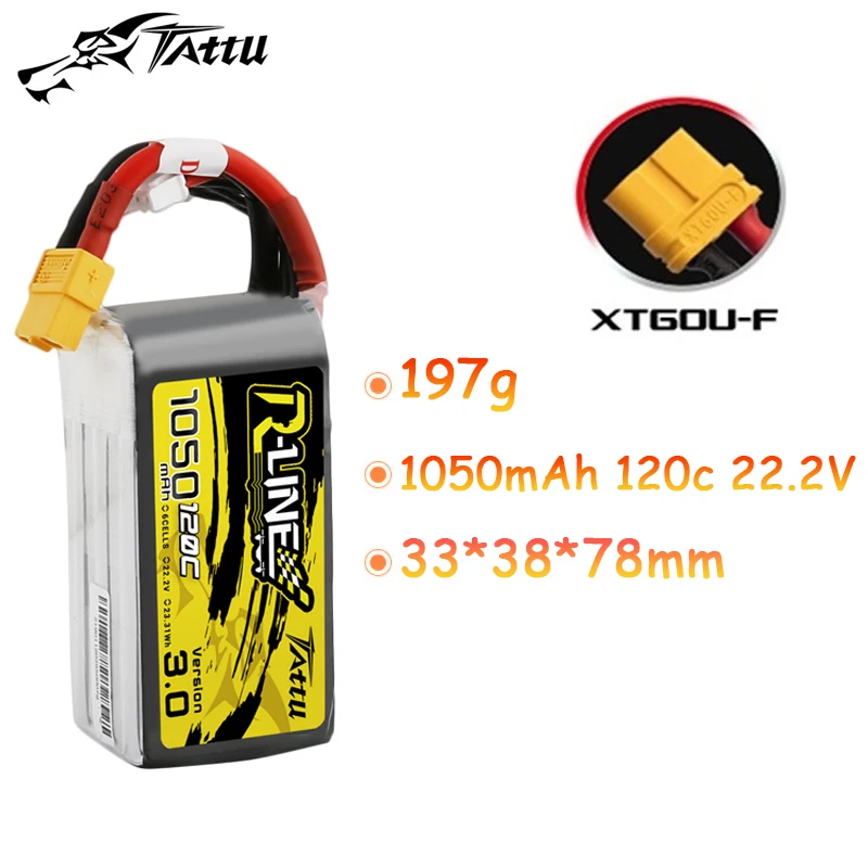 

TATTU-R-LINE 3,0 1050mAh 120C 22,2 V 6S литий-полимерный аккумулятор для радиоуправляемого вертолета квадрокоптера FPV гоночного дрона, запасные части, перезаряжаемая батарея