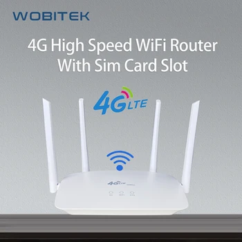 WOBITEK 4G LTE WiFi 인터넷 라우터 Sim 카드 슬롯 잠금 해제 무선 300Mbps 외부 안테나 LAN 포트 핫스팟 모뎀 4G WiFi