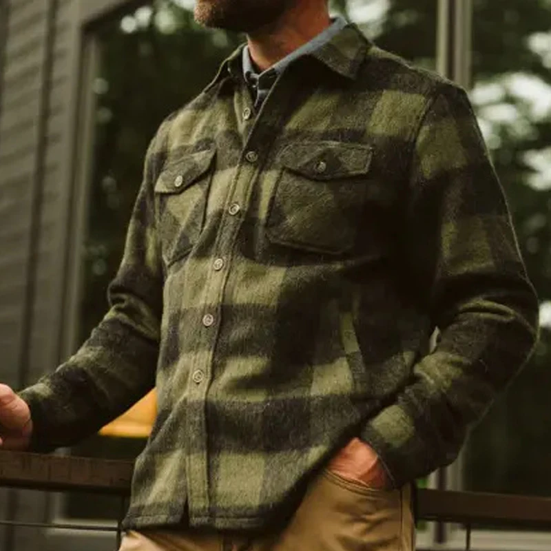 2023 Long Sleeve Wool Outwear Streetwear Vintage Plaid Print Turn Down Collar Jackets Men Winter Single Breasted Autumn Coat
2023 Long Sleeve Wool Outwear Streetwear Vintage Plaid Print Turn Down Collar Jackets Men Winter Single Breasted Autumn Coat