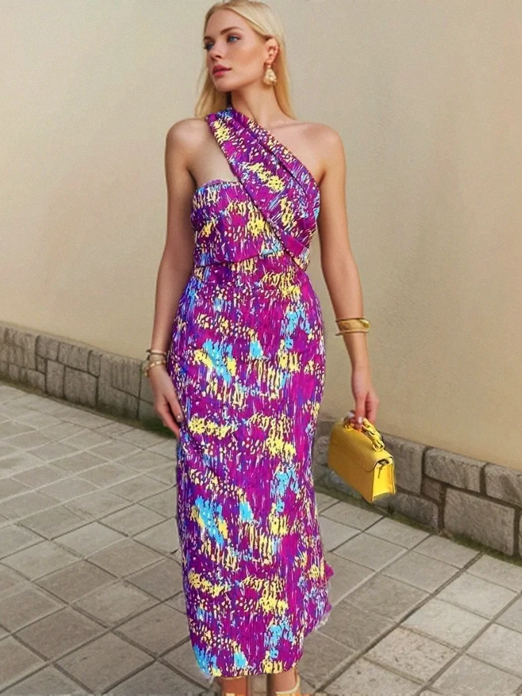 Fashion Colorful Print Oblique Collar Long Dress Women Sexy Backless Off Shoulder Slim Robes Elegant Lady Evening Vestidos 2024
Fashion Colorful Print Oblique Collar Long Dress Women Sexy Backless Off Shoulder Slim Robes Elegant Lady Evening Vestidos 2024
