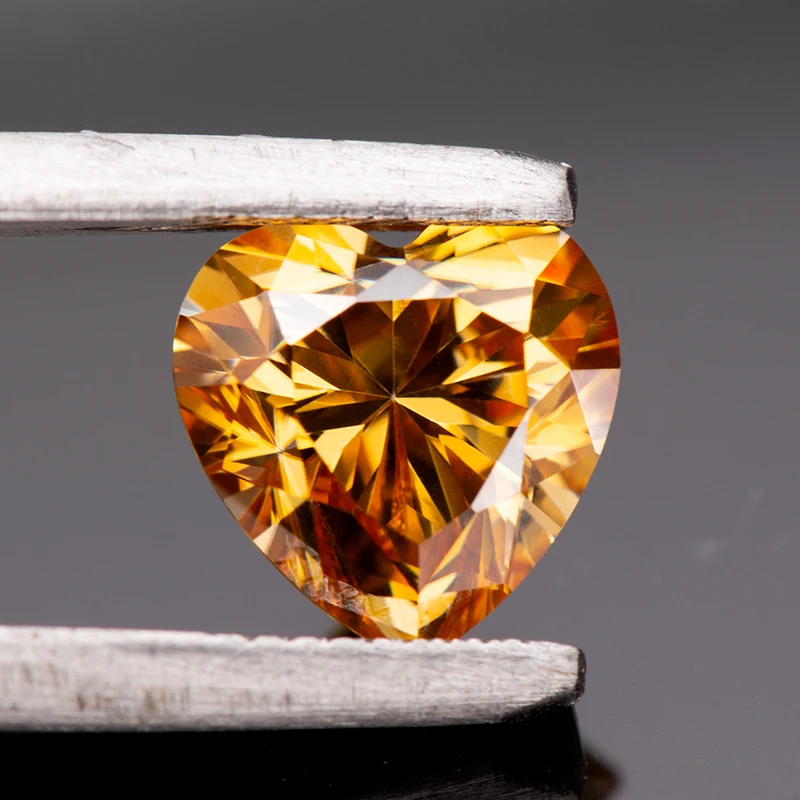 

Colours Champagne Heart Cut Moissanite Stone GRA Certificate Lab Grown Diamond Ewelry Passed Diamond Tester