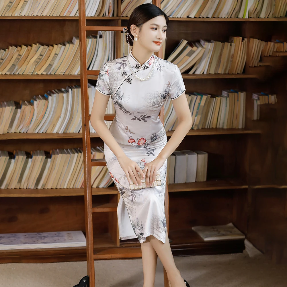 

Женское облегающее платье-Ципао, Элегантное длинное вечернее платье в традиционном китайском стиле