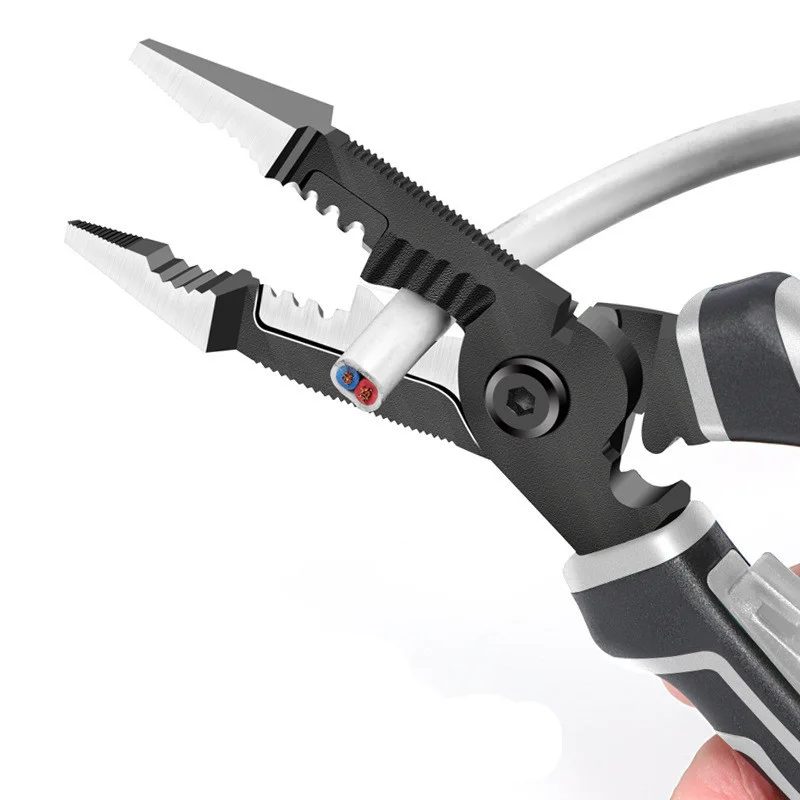 

Multifunctional Electrician Pliers Long Nose Pliers Wire Stripper Cable Cutter Terminal Crimping Hand Tools Spring Design 9 In 1