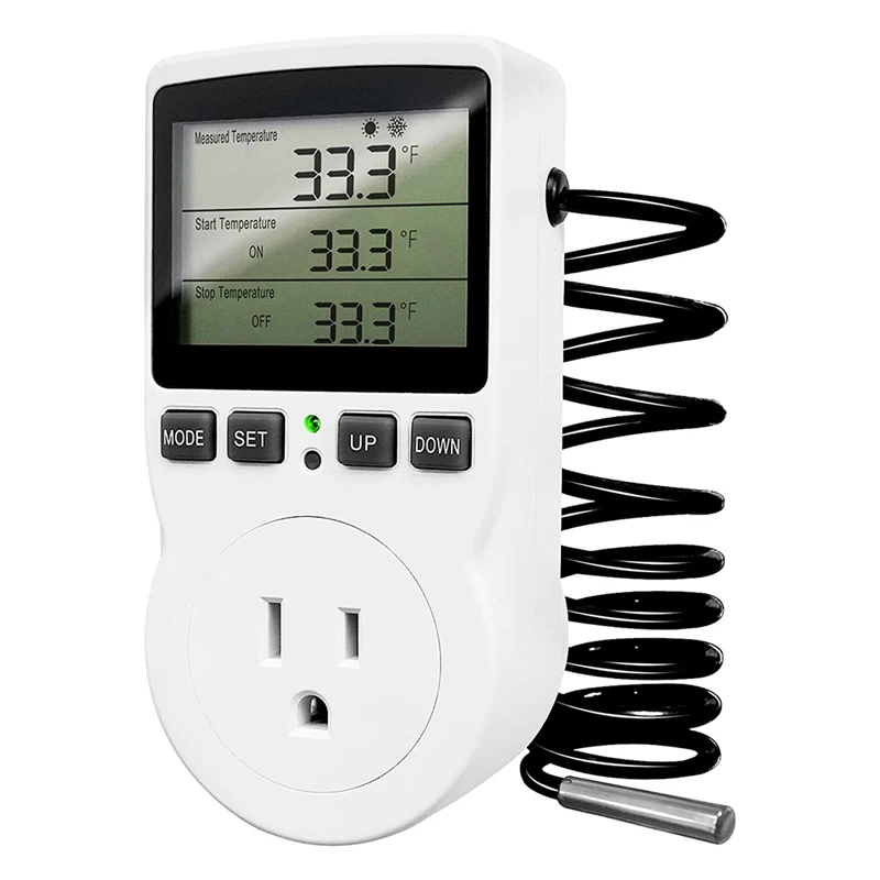 

Digital Temperature Controller Outlet,120V Electric Thermostat Outlet Plug 110V For Reptile Terrarium Greenhouse US Plug