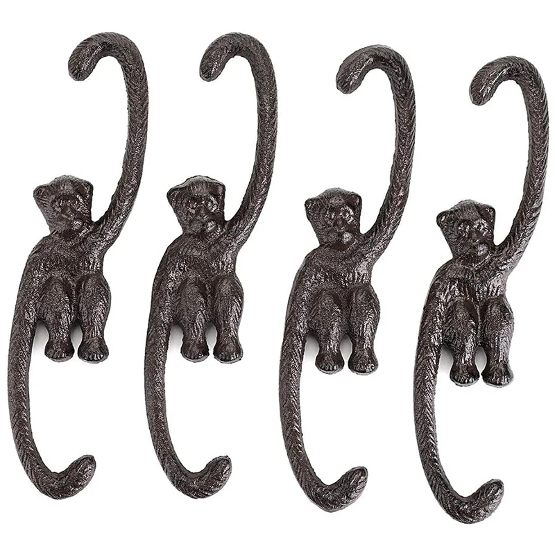 

HOT SALE 1 Set Of 4 Heavy Duty Cast Iron S Monkey Hooks - 8 Inch Decorative Metal Plant Hooks Hangers S Shaped Bracket