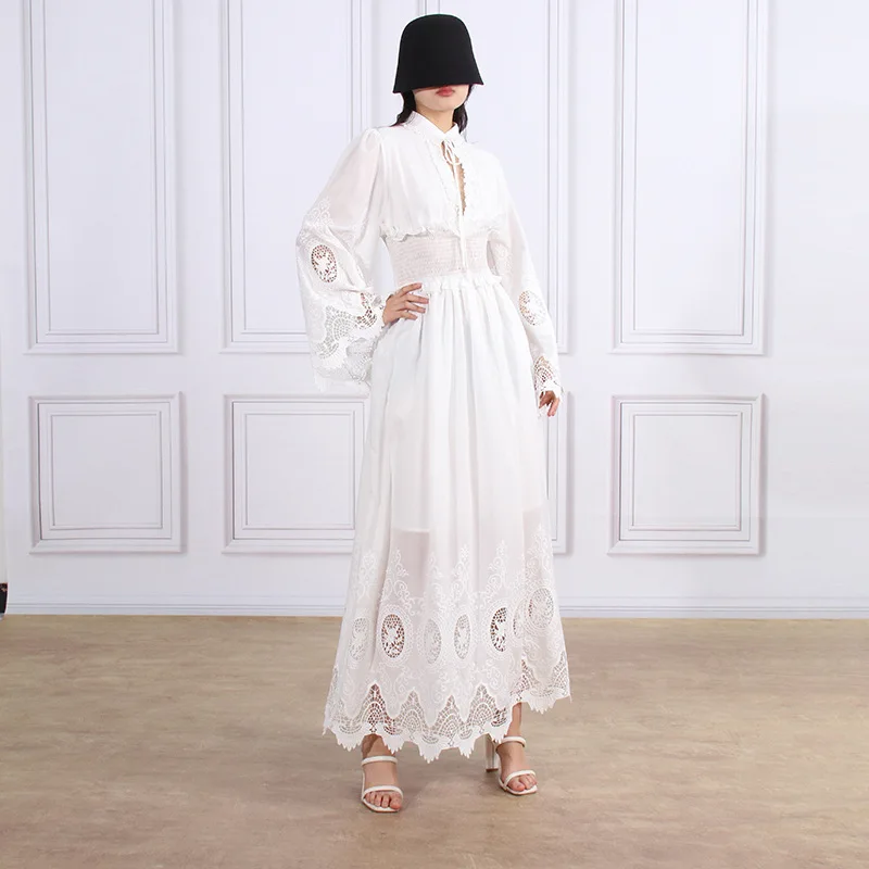 VANOVICH Autumn 2023 New Fashion Elegant Temperament Embroidery Lace Hollow Out Waist Slim Dress Flare Sleeve Long A-line Dress
VANOVICH Autumn 2023 New Fashion Elegant Temperament Embroidery Lace Hollow Out Waist Slim Dress Flare Sleeve Long A-line Dress