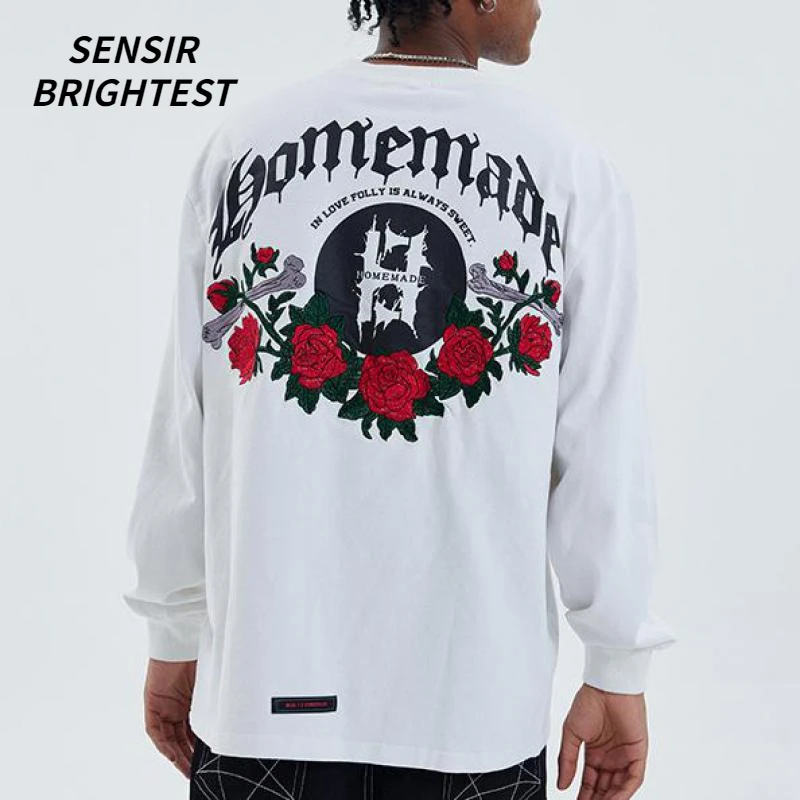 American Retro National Tide High Street Rose Embroidery Long Sleeve Loose Round Neck T-shirt Men
American Retro National Tide High Street Rose Embroidery Long Sleeve Loose Round Neck T-shirt Men
