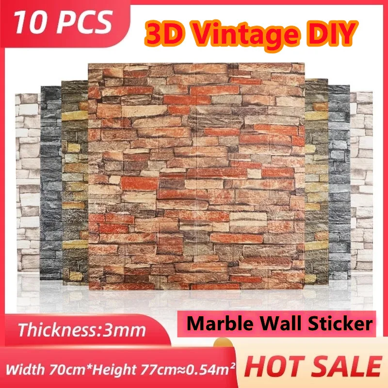 10Pcs 3D WallSticker Self Adhesive Panels Vintage Brick Stickers Kids Room Bedroom Living Room Luxury DIY Decor Marble Wallpaper
10Pcs 3D WallSticker Self Adhesive Panels Vintage Brick Stickers Kids Room Bedroom Living Room Luxury DIY Decor Marble Wallpaper