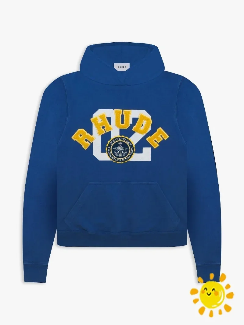 Blue Logo Towel Embroidery RHUDE Hoodie for Women Men Top Quality Oversized Vintage Pullover
Blue Logo Towel Embroidery RHUDE Hoodie for Women Men Top Quality Oversized Vintage Pullover