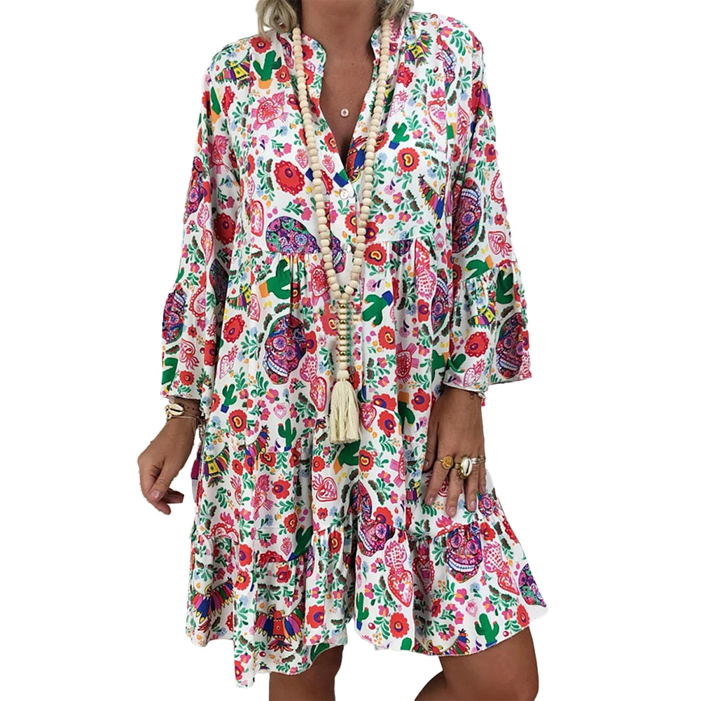 Long Sleeve Floral Print Dress Short Dress Women's Long Sleeve Swing Dress with Vibrant Floral Print and Ruffles
Long Sleeve Floral Print Dress Short Dress Women's Long Sleeve Swing Dress with Vibrant Floral Print and Ruffles