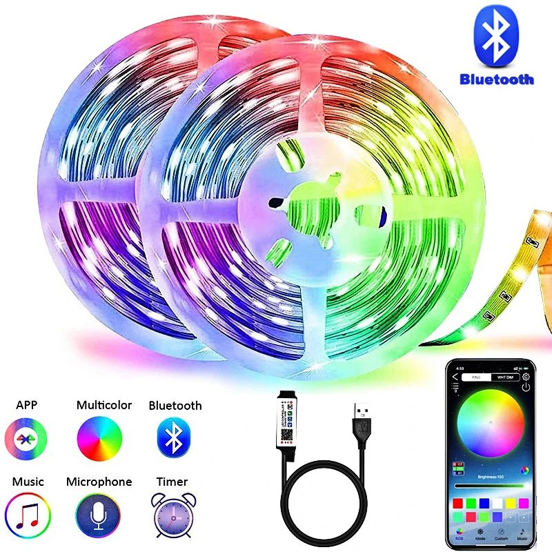 RGB 5050 Led Strip Lights Bluetooth Lamp with Remote Control USB 5V Bedroom Decoration Music Christmas Lights светодиодная лента
RGB 5050 Led Strip Lights Bluetooth Lamp with Remote Control USB 5V Bedroom Decoration Music Christmas Lights светодиодная лента