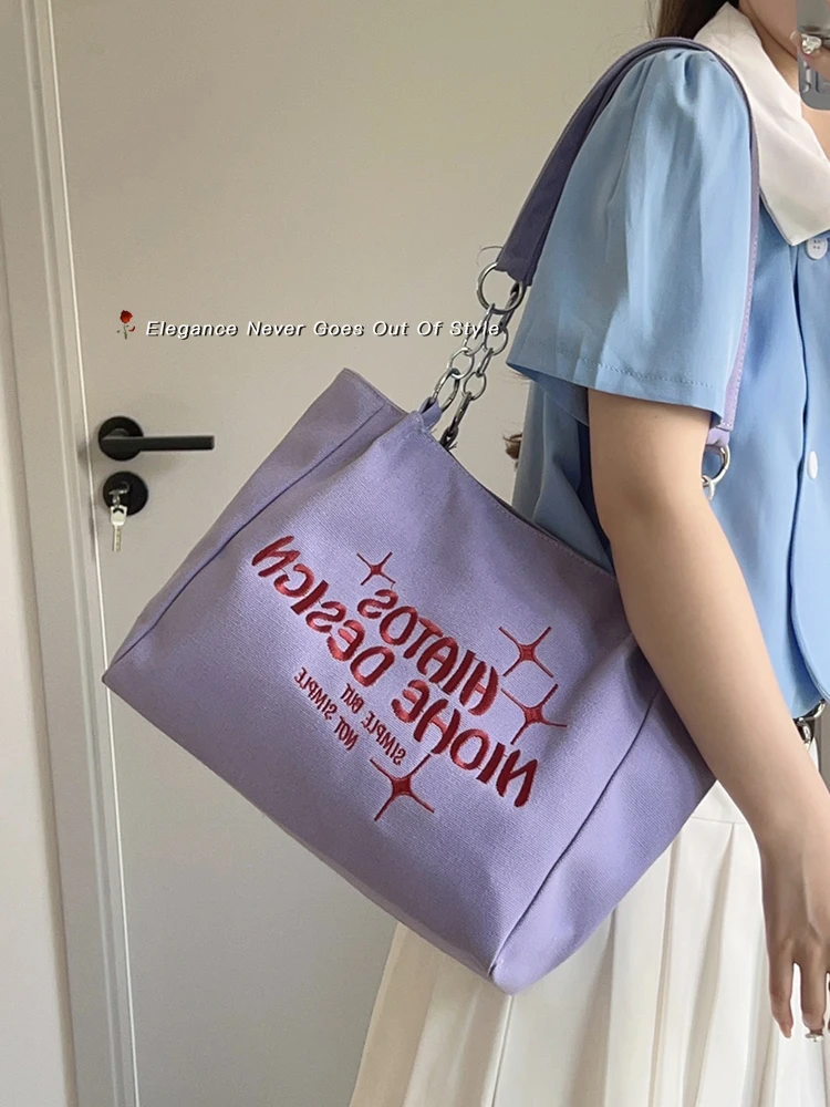 

Вместительная Холщовая Сумка для женщин, Новинка лета 2023, модная сумка на одно плечо для подмышек, Студенческая сумка-тоут для колледжа