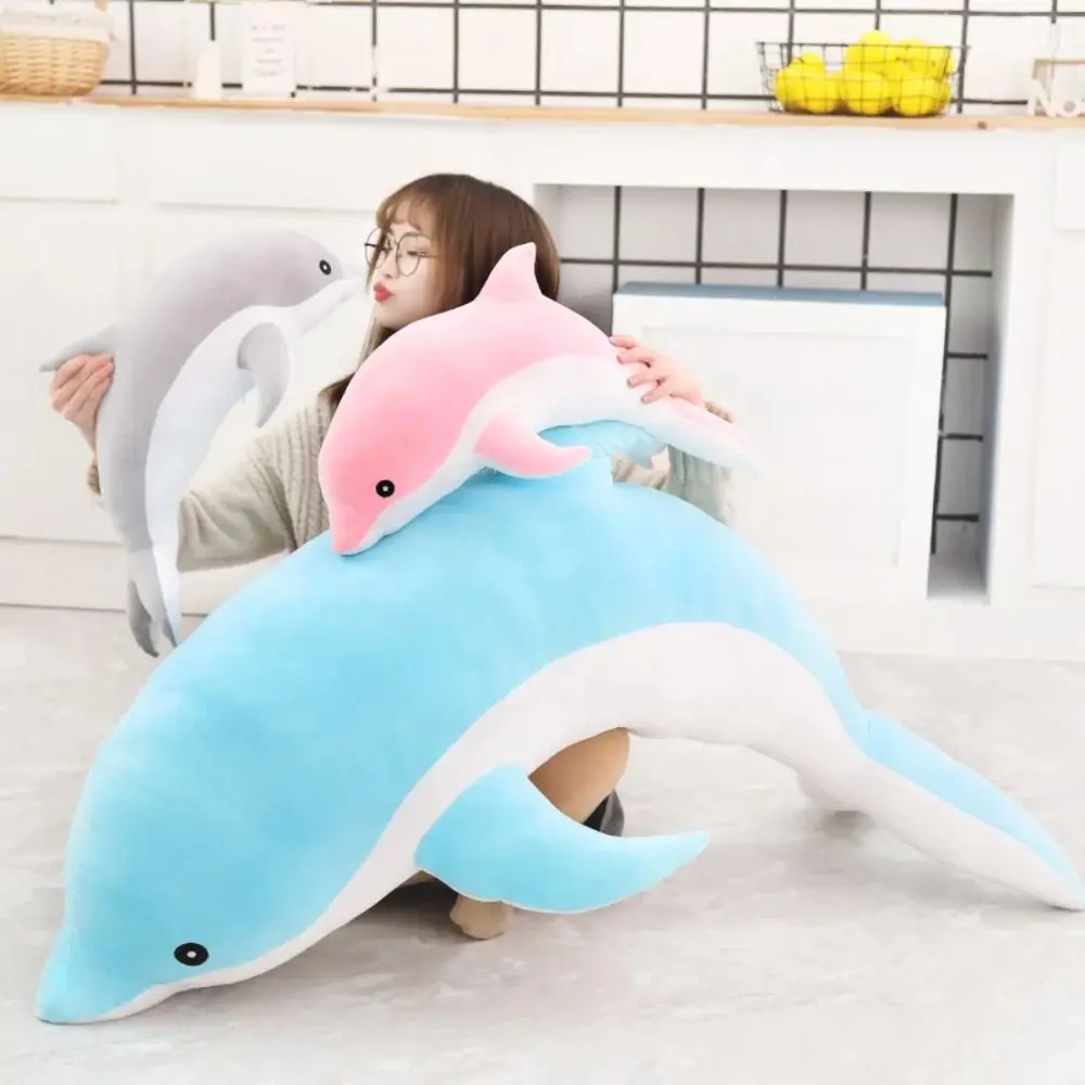 

PP Cotton Fill Dolphin Plush Toys Children's Gift Blue Pink Grey 30/ 50CM Dolphin Pillow Soft Plush Stuffed