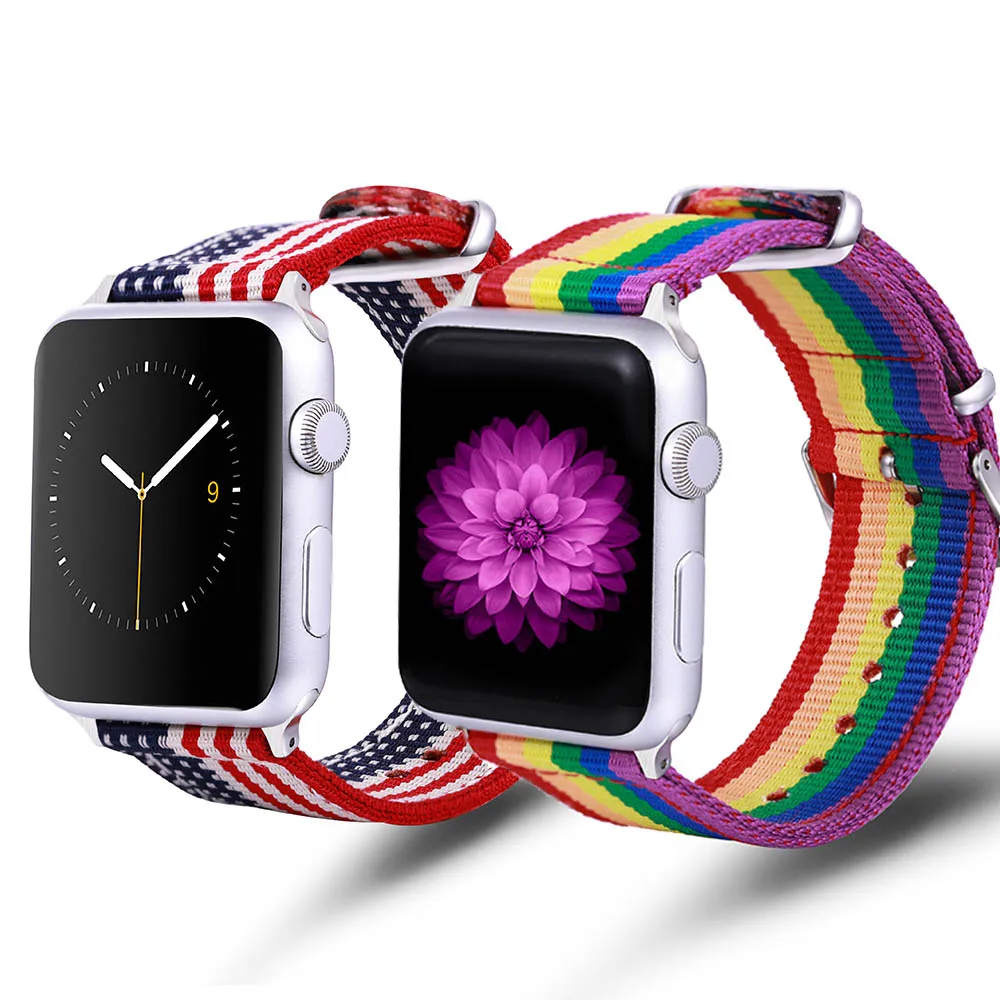 For Apple 7 nylon strap band Series SE 6/5/4/3/2/1 Rainbow strap iWatch strap Series 38mm 40mm 42mm 44mm Sport smart Watch Strap
For Apple 7 nylon strap band Series SE 6/5/4/3/2/1 Rainbow strap iWatch strap Series 38mm 40mm 42mm 44mm Sport smart Watch Strap