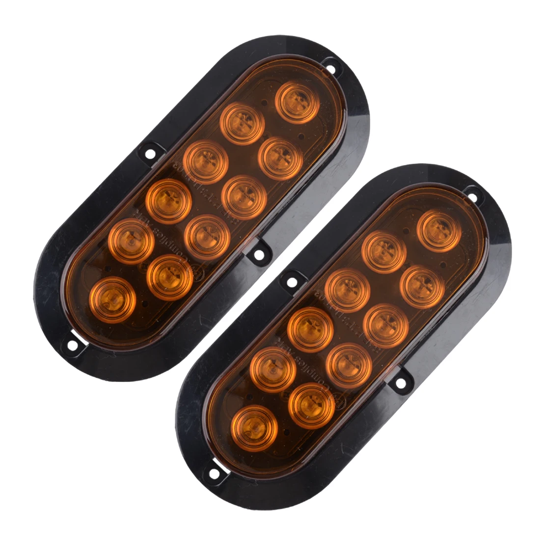 

2Pcs Amber 10LED Oval Stop Turn Signal Tail Backup Reverse Brake Light Fit for Truck Trailer Cargo Tractors Bus 12V DC