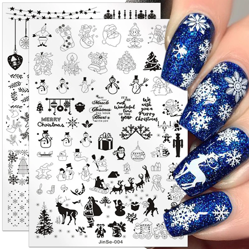 

Christmas Nail Stamping Plate Winter Nails Design Nail Art Printing Stencils Nail Stamp Templates Snowflake Nail Template Tools